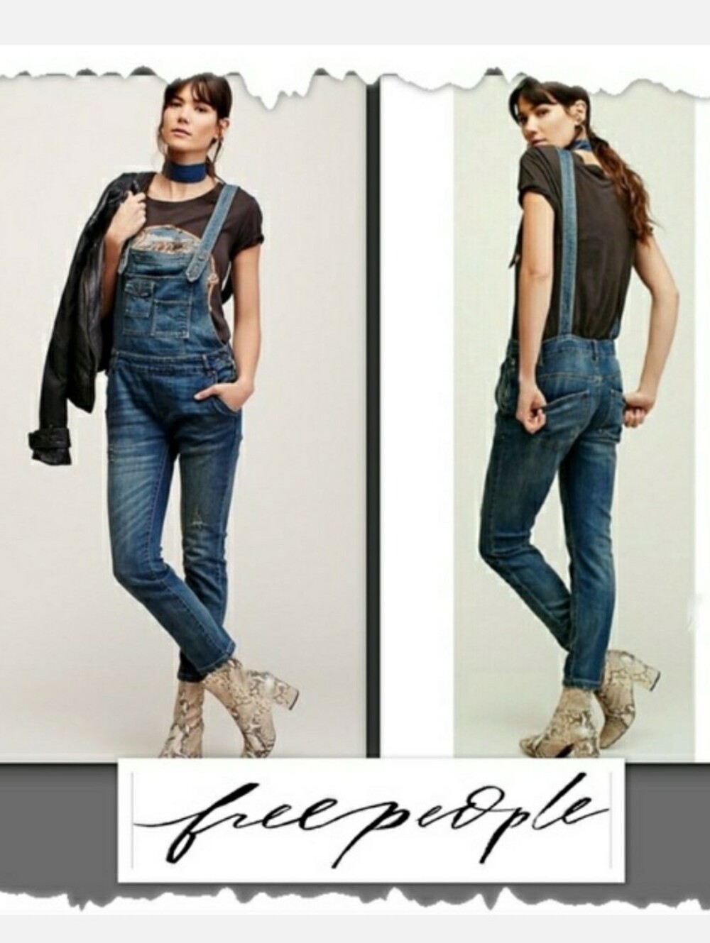 Free People Slim Denim Overalls Size 25 - Picture 8 of 8